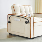 Canapé-lit pliable, canapé moderne en velours convertible, dossier réglable avec port USB, cendrier et support de téléphone pivotant