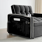 Canapé-lit pliable, canapé moderne en velours convertible, dossier réglable avec port USB, cendrier et support de téléphone pivotant