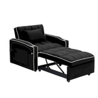 Canapé-lit pliable, canapé moderne en velours convertible, dossier réglable avec port USB, cendrier et support de téléphone pivotant