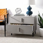 Meuble de rangement gris et noir avec 2 tiroirs, MDF et cadre en fer