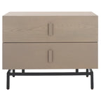 Meuble de rangement gris et noir avec 2 tiroirs, MDF et cadre en fer
