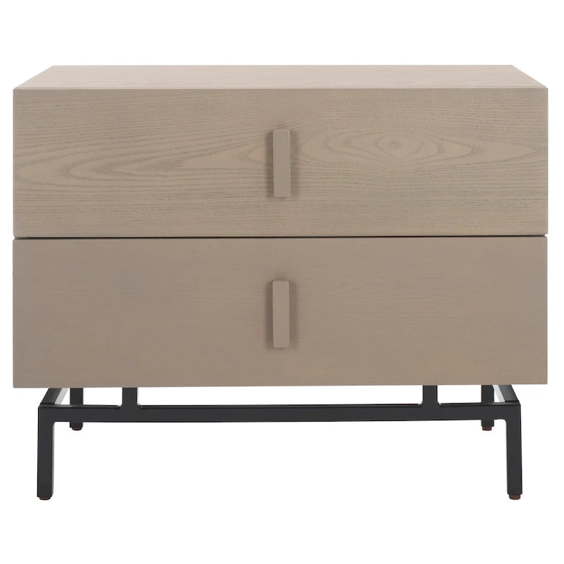 Meuble de rangement gris et noir avec 2 tiroirs, MDF et cadre en fer