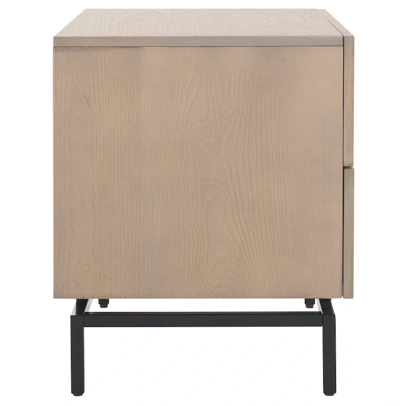 Meuble de rangement gris et noir avec 2 tiroirs, MDF et cadre en fer