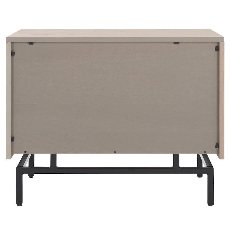 Meuble de rangement gris et noir avec 2 tiroirs, MDF et cadre en fer