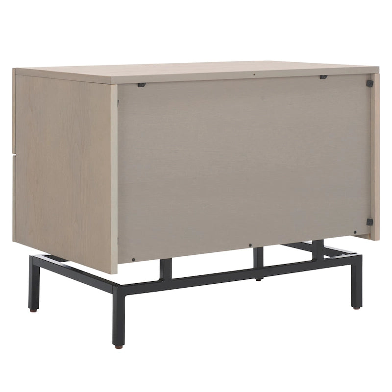 Meuble de rangement gris et noir avec 2 tiroirs, MDF et cadre en fer