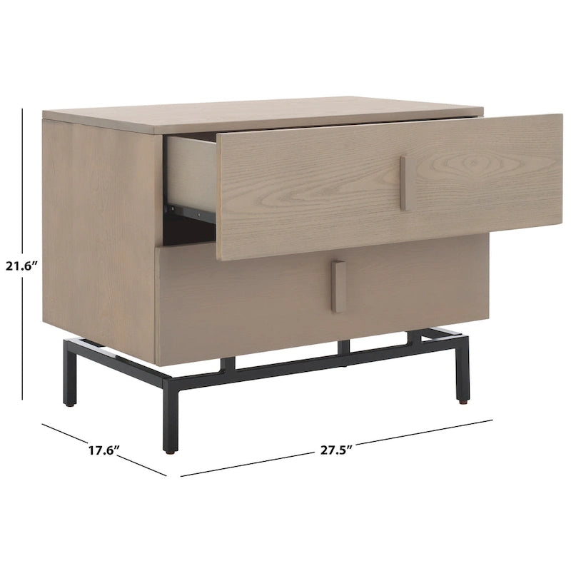 Meuble de rangement gris et noir avec 2 tiroirs, MDF et cadre en fer
