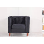 Fauteuil Chesterfield classique en velours plissé avec pieds en bois massif
