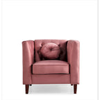 Fauteuil Chesterfield classique en velours plissé avec pieds en bois massif