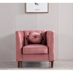 Fauteuil Chesterfield classique en velours plissé avec pieds en bois massif