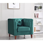 Fauteuil Chesterfield classique en velours plissé avec pieds en bois massif