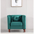 Fauteuil Chesterfield classique en velours plissé avec pieds en bois massif