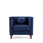 Fauteuil Chesterfield classique en velours plissé avec pieds en bois massif