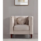 Fauteuil Chesterfield classique en velours plissé avec pieds en bois massif