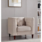 Fauteuil Chesterfield classique en velours plissé avec pieds en bois massif