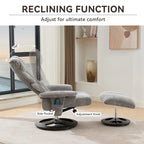 Fauteuil inclinable pivotant de massage chauffant avec pouf, dossier réglable et télécommande, en tissu chenille