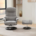 Fauteuil inclinable pivotant de massage chauffant avec pouf, dossier réglable et télécommande, en tissu chenille