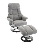 Fauteuil inclinable pivotant de massage chauffant avec pouf, dossier réglable et télécommande, en tissu chenille