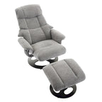Fauteuil inclinable pivotant de massage chauffant avec pouf, dossier réglable et télécommande, en tissu chenille