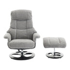 Fauteuil inclinable pivotant de massage chauffant avec pouf, dossier réglable et télécommande, en tissu chenille