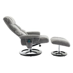 Fauteuil inclinable pivotant de massage chauffant avec pouf, dossier réglable et télécommande, en tissu chenille