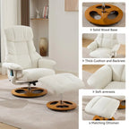 Fauteuil inclinable pivotant de massage chauffant avec pouf, dossier réglable et télécommande, en tissu chenille