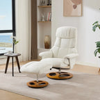 Fauteuil inclinable pivotant de massage chauffant avec pouf, dossier réglable et télécommande, en tissu chenille