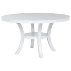 Table à manger ronde de 54 pouces avec étagère, pieds évasés et finition blanc perle