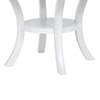 Table à manger ronde de 54 pouces avec étagère, pieds évasés et finition blanc perle