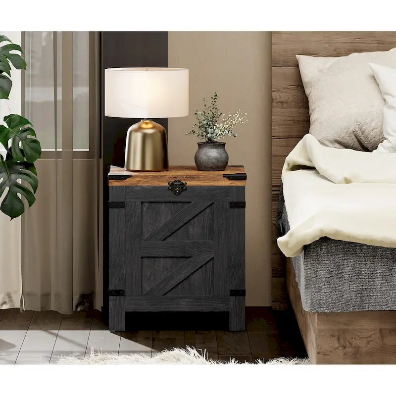 Table d'appoint relevable industrielle avec treillis en fer et serrure rustique, 45 kg