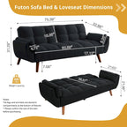 Canapé-Lit Futon 75.39 POUCES, Canapé-Lit Convertible Rembourré avec Dossier Inclinable Tufté et Divisé