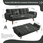 Canapé-Lit Futon 75.39 POUCES, Canapé-Lit Convertible Rembourré avec Dossier Inclinable Tufté et Divisé