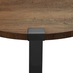 Table basse ronde en métal avec plateau imitation bois, 79 cm