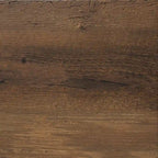 Table basse ronde en métal avec plateau imitation bois, 79 cm