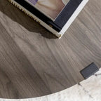 Table basse ronde en métal avec plateau imitation bois, 79 cm
