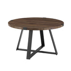 Table basse ronde en métal avec plateau imitation bois, 79 cm