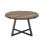 Table basse ronde en métal avec plateau imitation bois, 79 cm