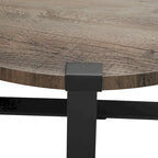 Table basse ronde en métal avec plateau imitation bois, 79 cm