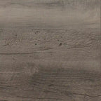 Table basse ronde en métal avec plateau imitation bois, 79 cm