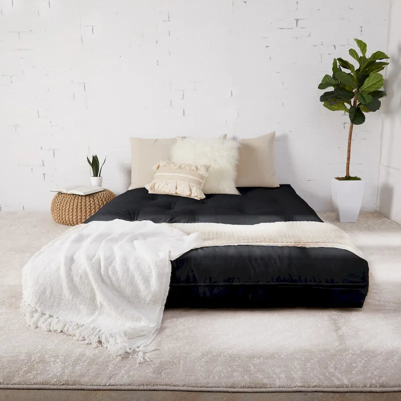 Matelas futon capitonné grand lit de 5 po en mousse et housse en coton