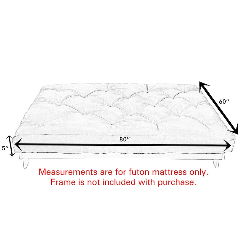 Matelas futon capitonné grand lit de 5 po en mousse et housse en coton