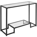 Console moderne en verre trempé avec cadre en métal et rangement à 2 niveaux