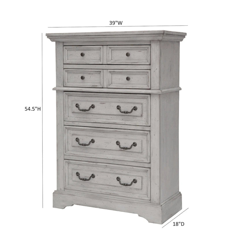 Commode à 5 tiroirs avec assemblage à queue d'aronde anglaise et poignées en métal martelé