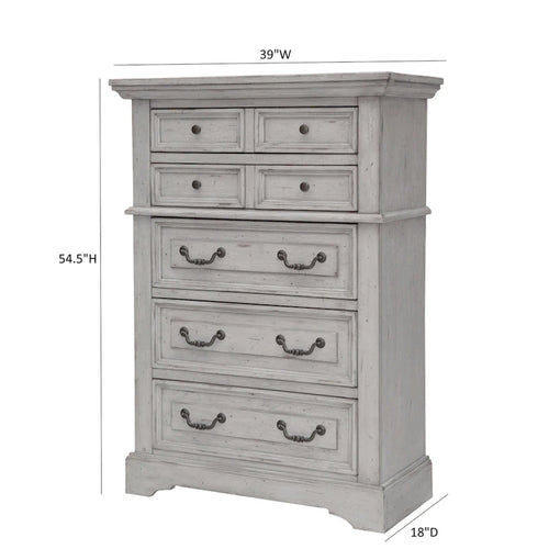 Commode à 5 tiroirs avec assemblage à queue d'aronde anglaise et poignées en métal martelé