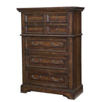Commode à 5 tiroirs avec assemblage à queue d'aronde anglaise et poignées en métal martelé