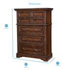Commode à 5 tiroirs avec assemblage à queue d'aronde anglaise et poignées en métal martelé