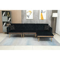 Canapé d'angle convertible capitonné en polyester avec ottoman
