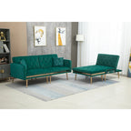 Canapé d'angle convertible capitonné en polyester avec ottoman
