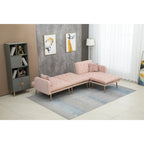 Canapé d'angle convertible capitonné en polyester avec ottoman