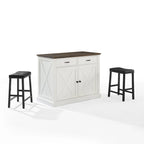 Îlot de cuisine avec tabourets de bar, comptoir en faux bois et étagères réglables
