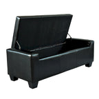 Banc de rangement ottoman en similicuir noir, 50,5 L x 19,5 l x 17 H